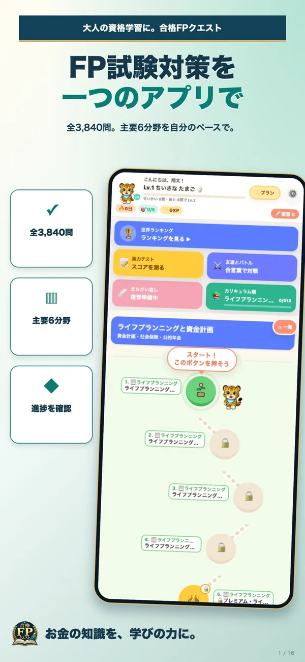 合格！FPクエストの画面