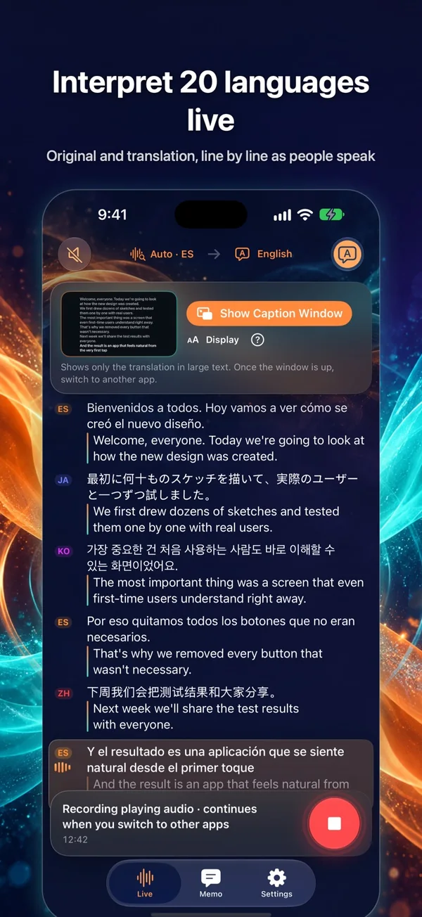VoiceLink AI Translator screen