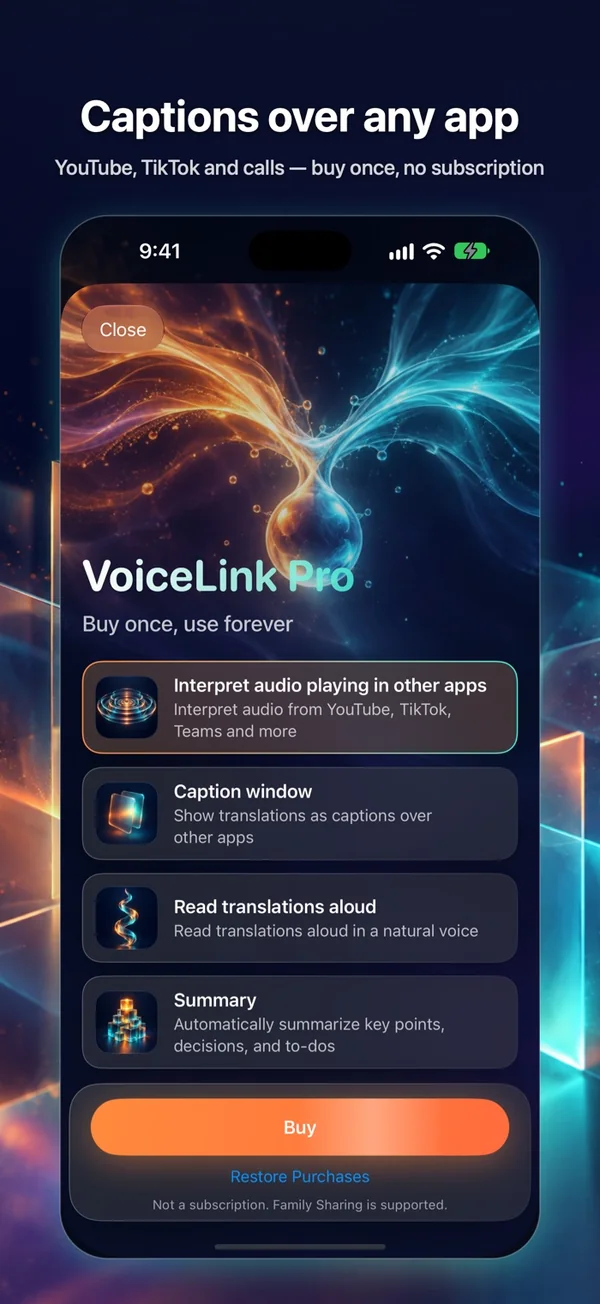 VoiceLink AI Translator screen
