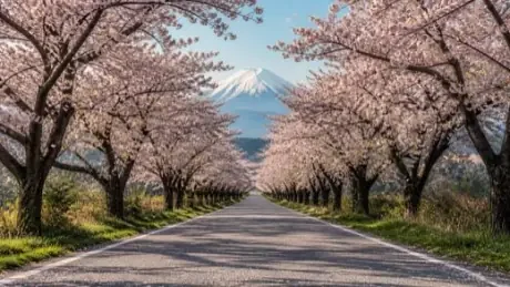 桜並木の道
