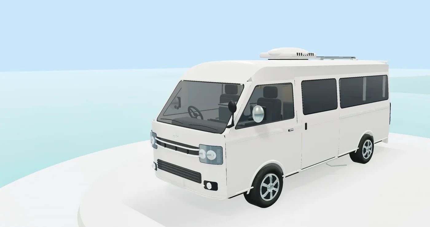 海と空を背景にしたハイエースCGのプレビュー