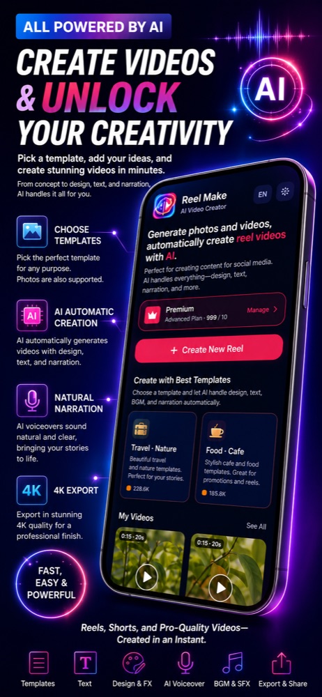 Reel Make app — pick photos and videos to create an AI reel